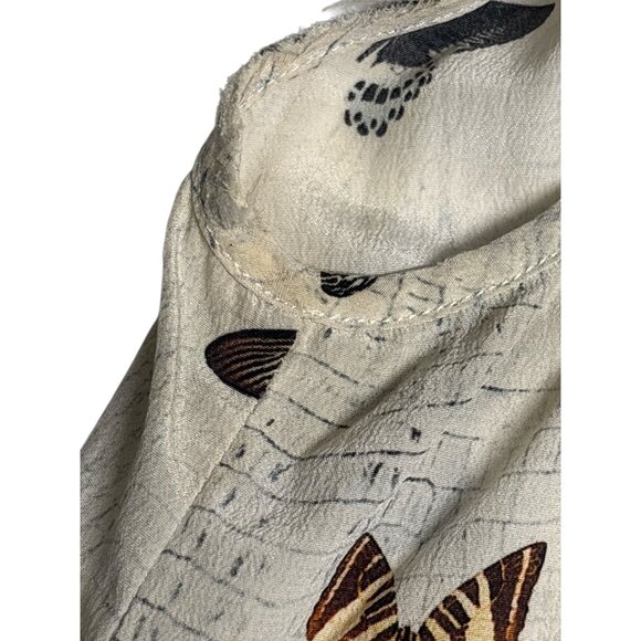 The Kooples Womens Off-Shoulder Butterfly Print Silk Top M - Lace-Up Front & Ruf - Picture 8 of 8